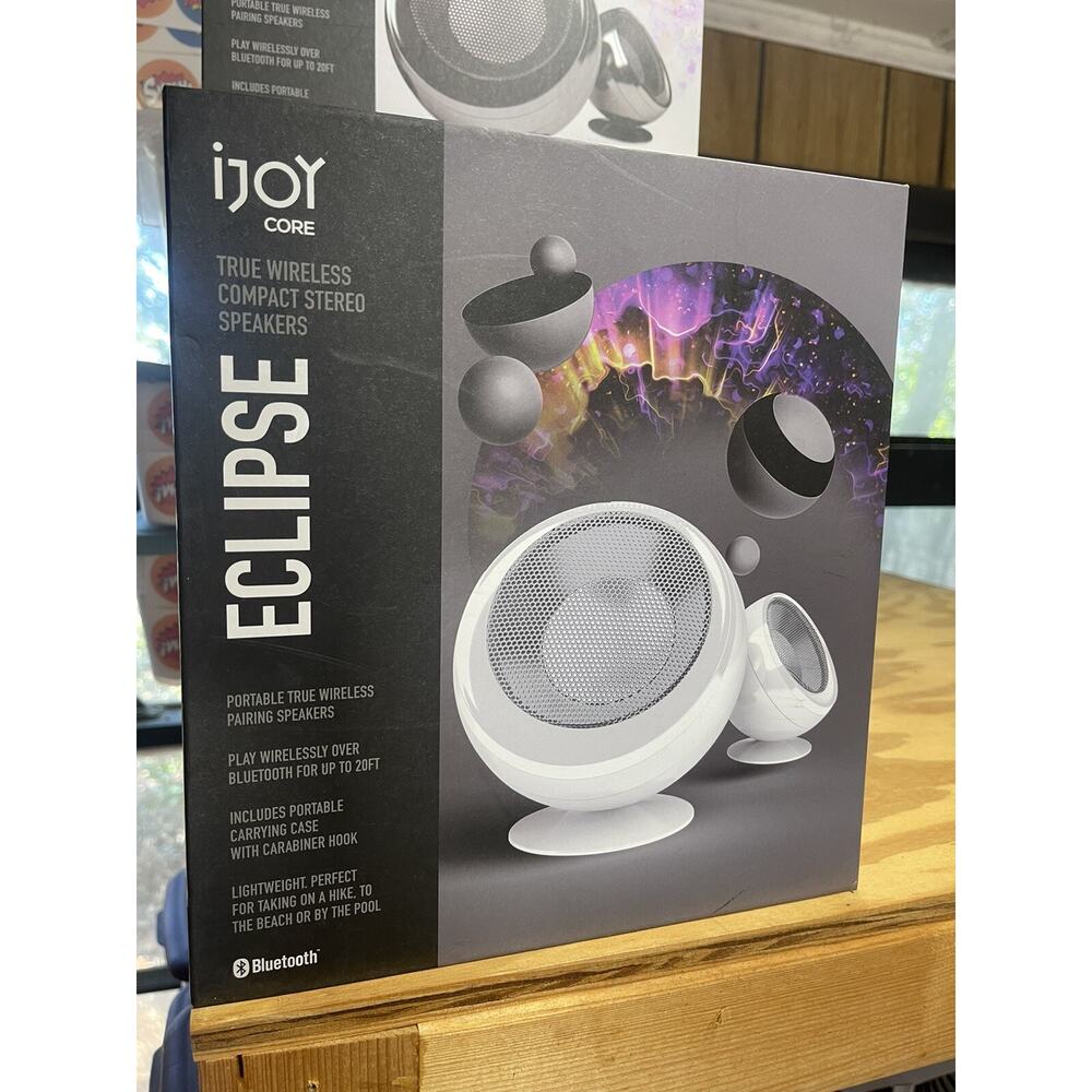 iJoy Eclipse True Wireless Stereo Bluetooth Speakers w/ Carrying Case White